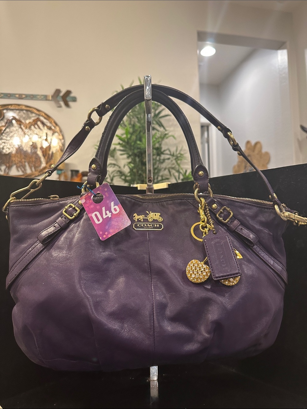 Coach  #046 Madison Sophia Purple Leather Shoulder Bag